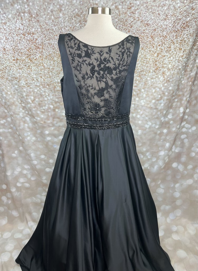 Scoop-Neck Satin A-Line Dress