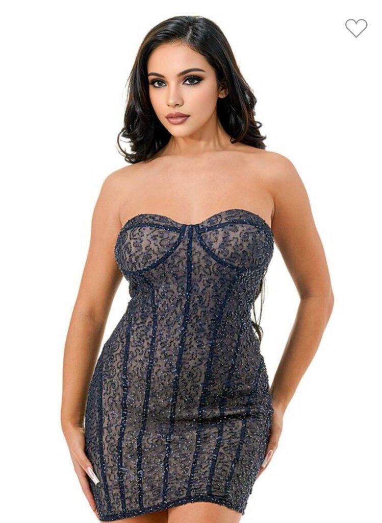 Strapless Sweetheart Beaded Mini Dress