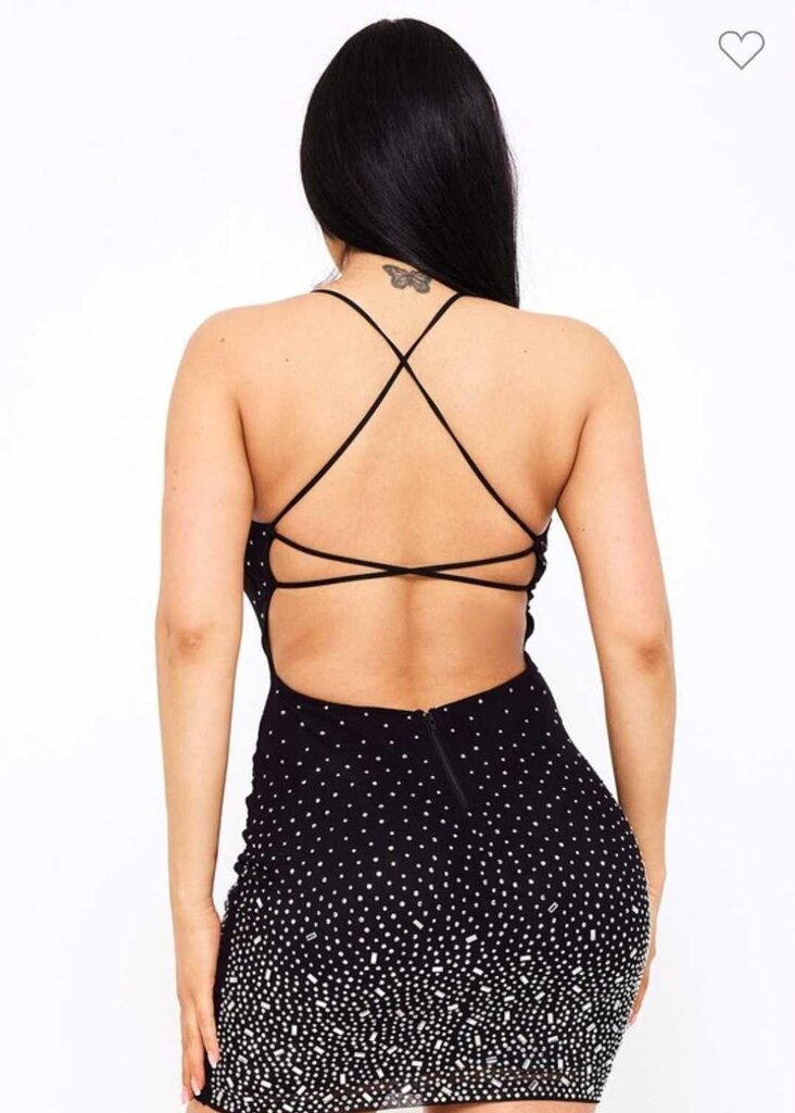 Radient Rhinestone Pattern Mini Dress