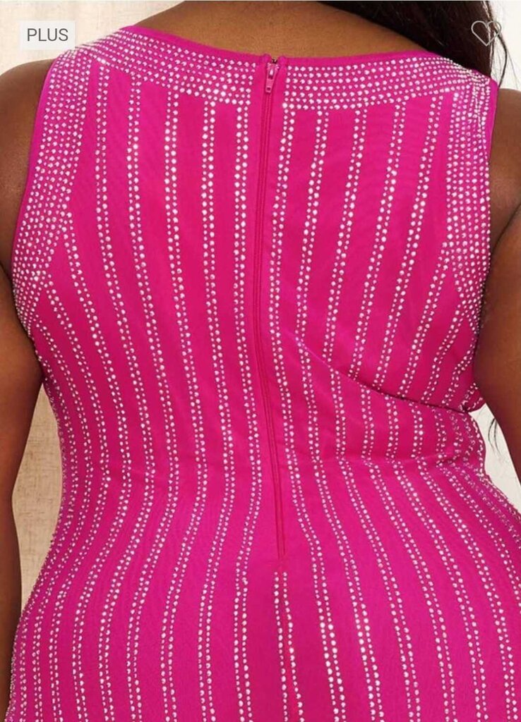 Rhinestone Geometric Pattern Plus Size Mini Dress