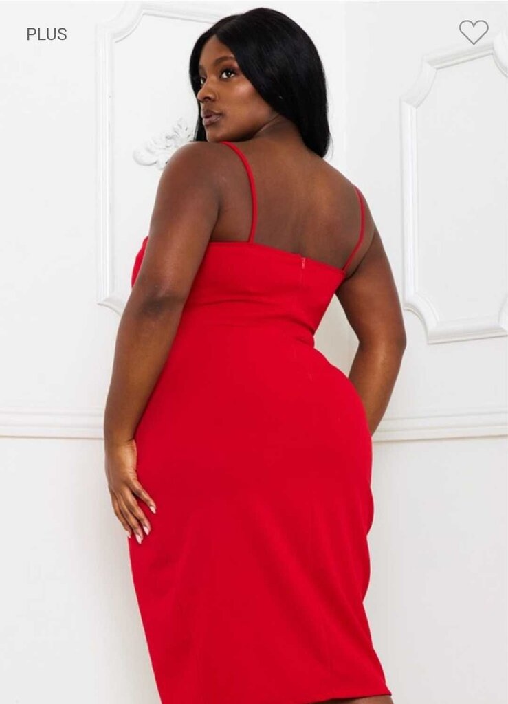 Pleated Wrap Plus Size Midi Dress