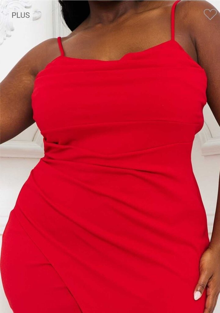Pleated Wrap Plus Size Midi Dress