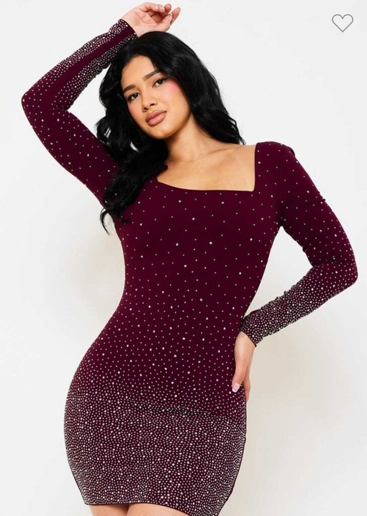 Gradation Rhinestone Mini Dress