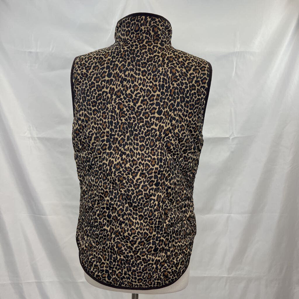 J. Crew Factory Leopard Printed Puffer Vest For Women In A Size Small Style AG538