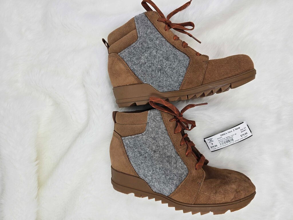 Evie Ankle Lace up wedge bootie
