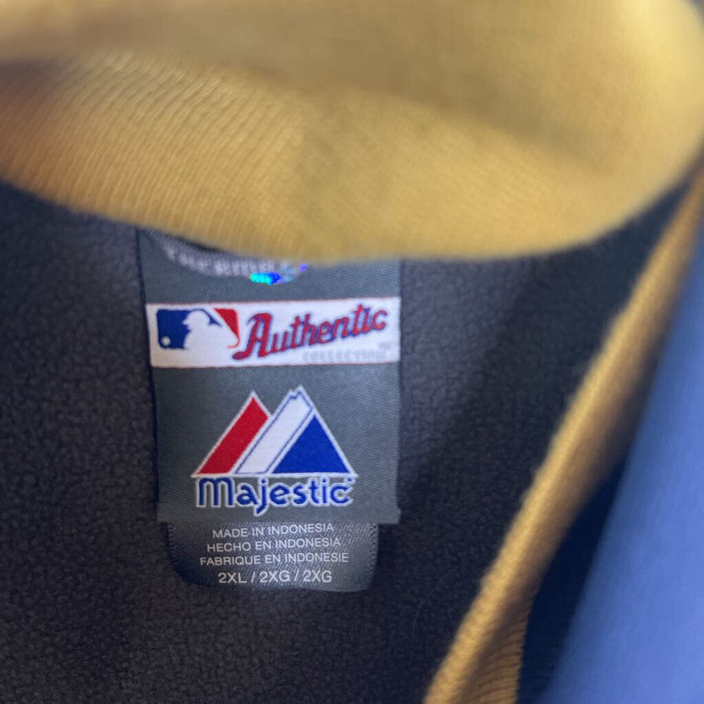 Majestic MLB Brewers Zip Up Jacket Men's Size 2X Navy Blue
