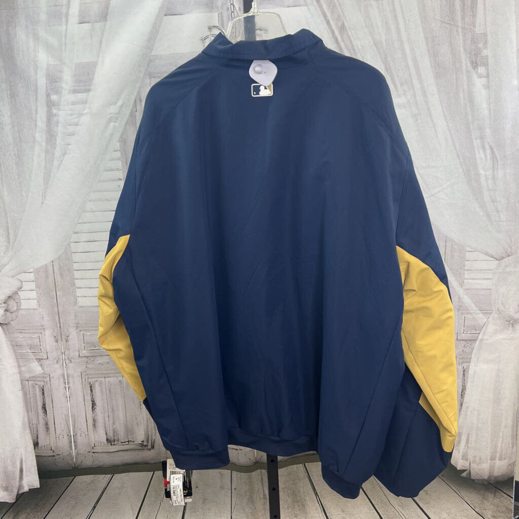 Majestic MLB Brewers Zip Up Jacket Men's Size 2X Navy Blue