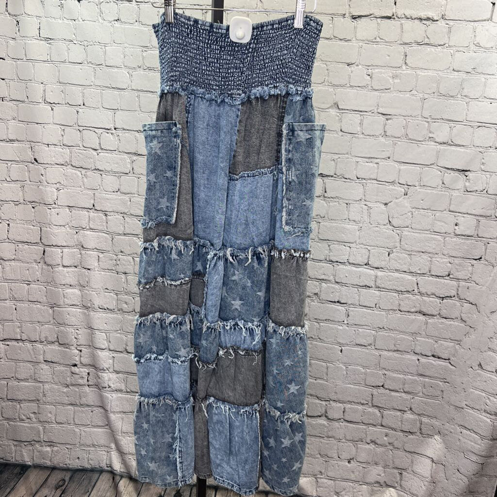 Star Print Patchwork Wide Leg Pants