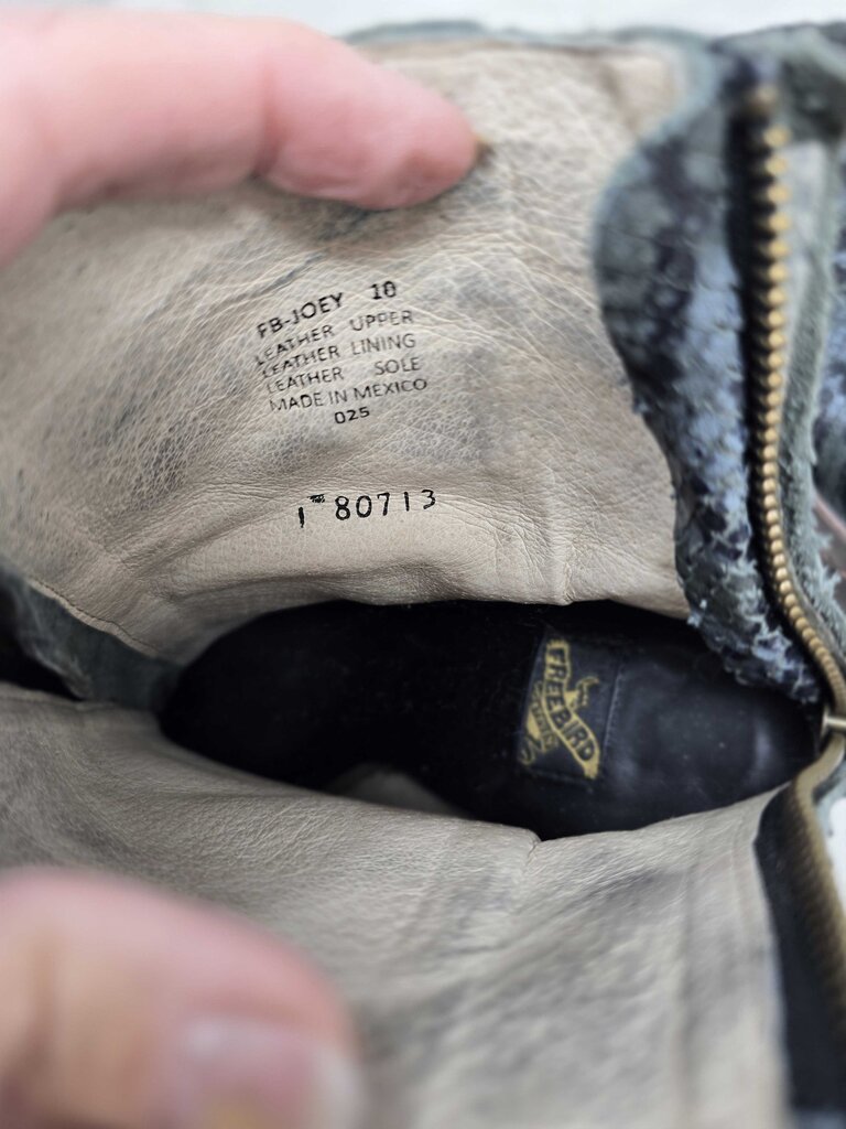 Heeled Two Buckle Boots Snake Skin Print