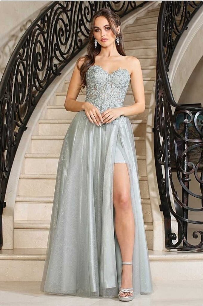 A-line slit front Gown