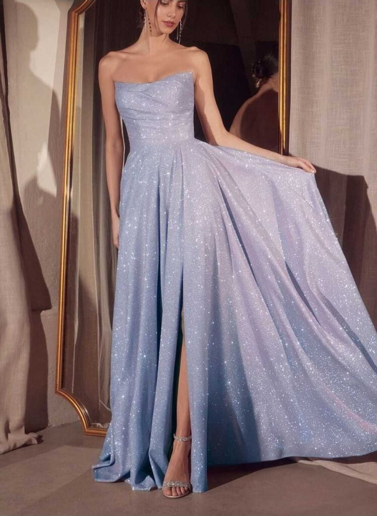 Strapless scoop neckline gown