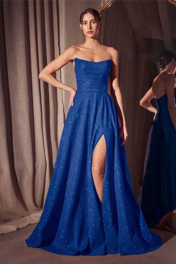 Strapless scoop neckline gown