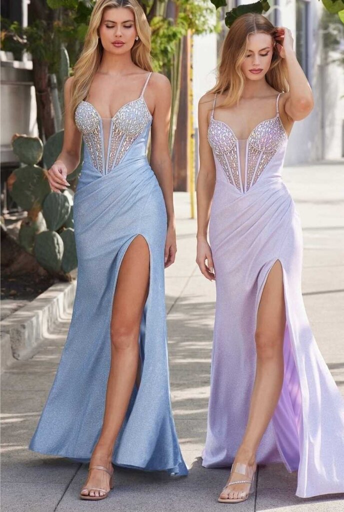 FITTED PASTEL GLITTER CORSET GOWN