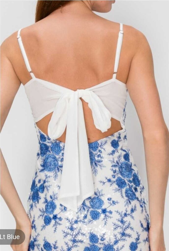 Embroidered Chiffon Tie Back Mini