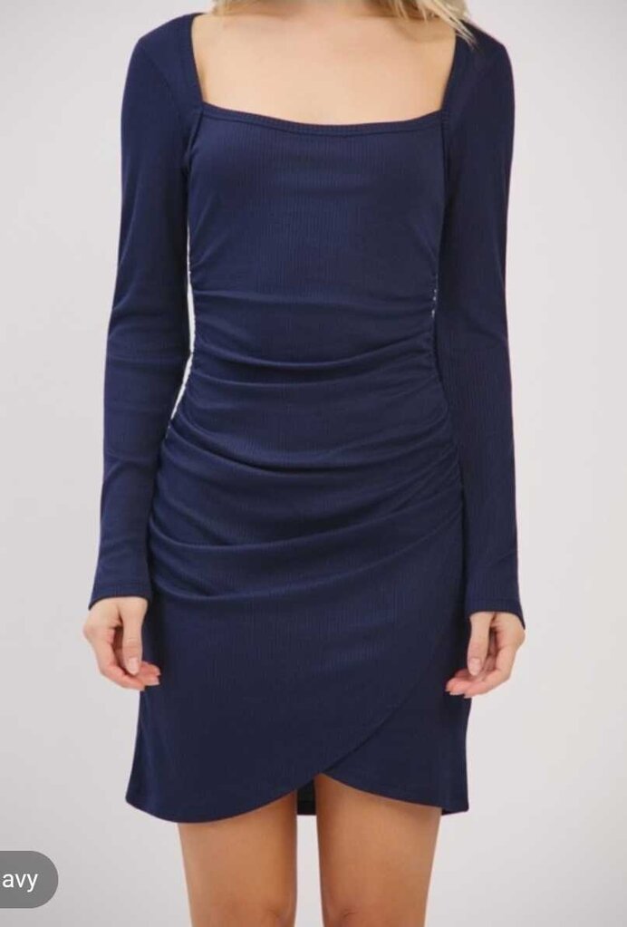 Ruched Long Sleeve Mini Dress