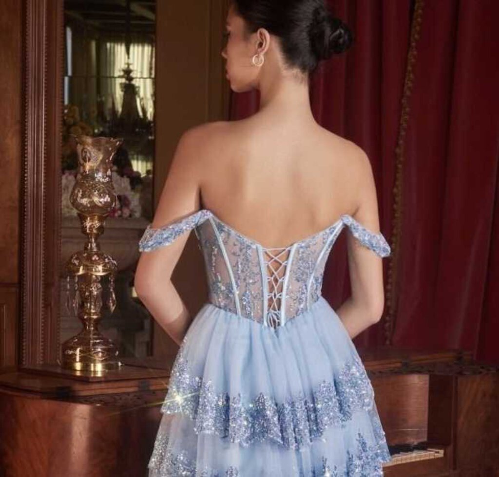 OFF THE SHOULDER LAYERED SEQUIN DRESS