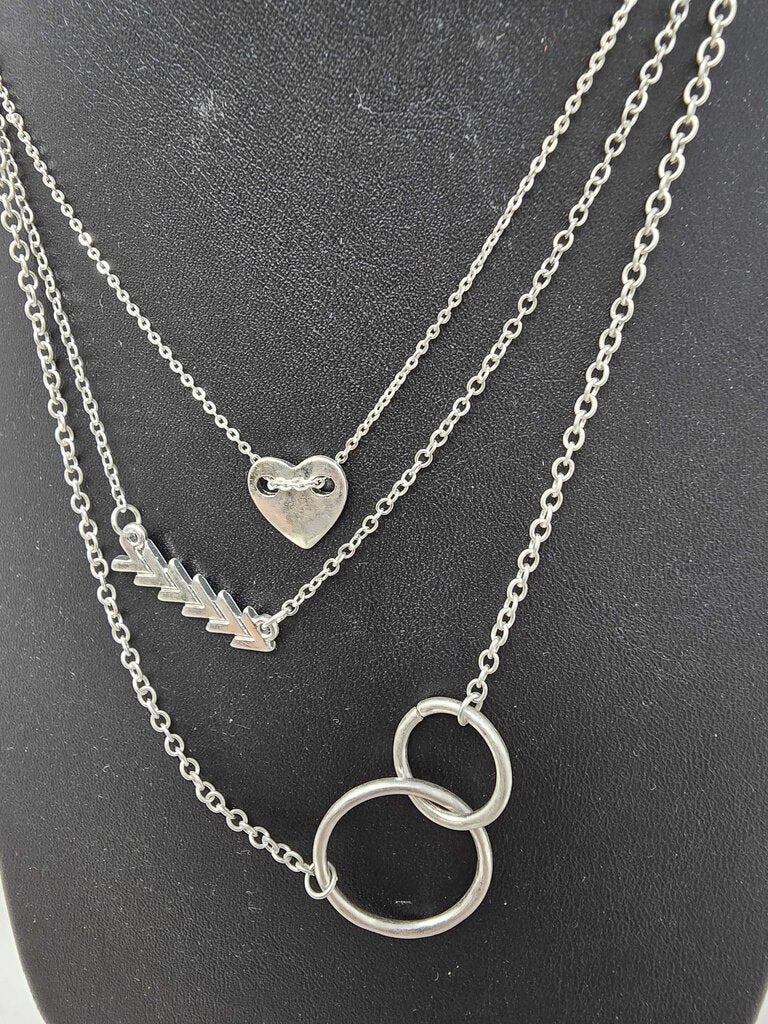 44830-n chevron heart pendant 3pc necklace