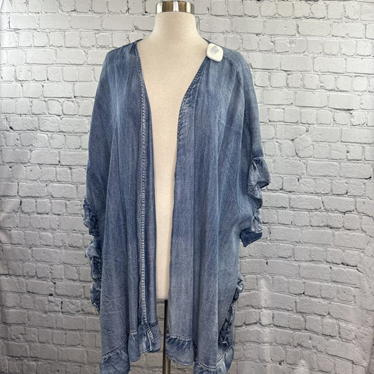 NWT Washed Denim Open Cardigan