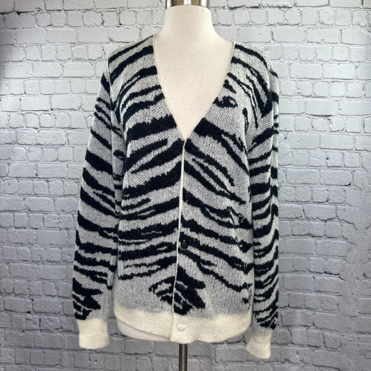 Zebra Print Button Up Sweater