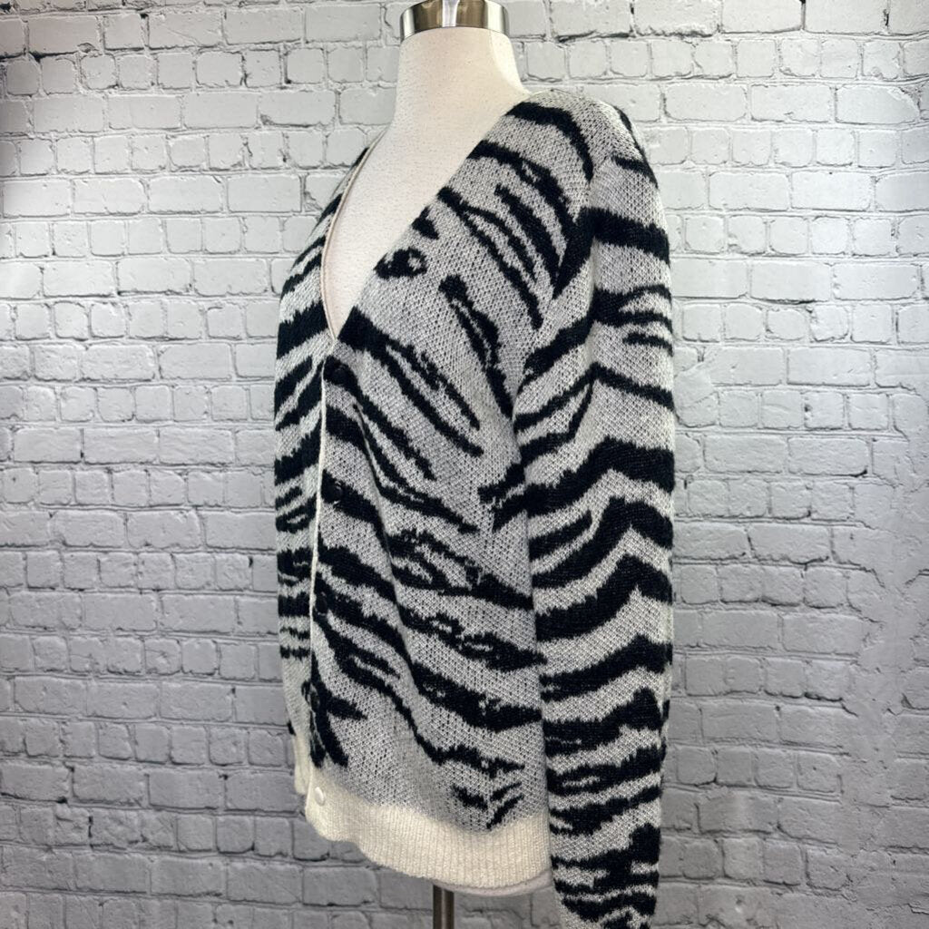 Zebra Print Button Up Sweater