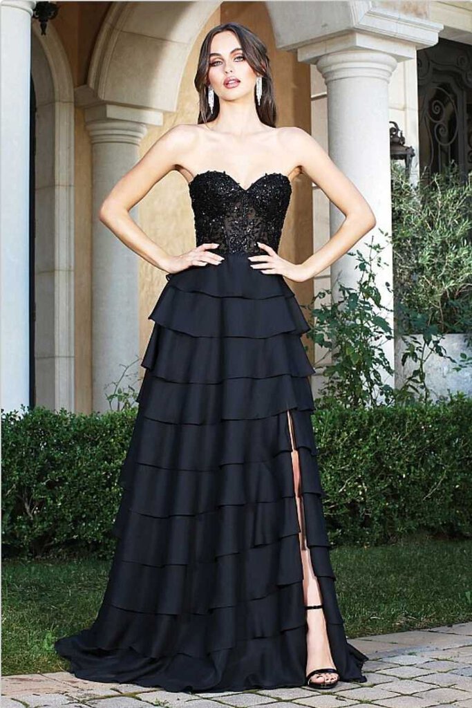 Strapless Layered Gown