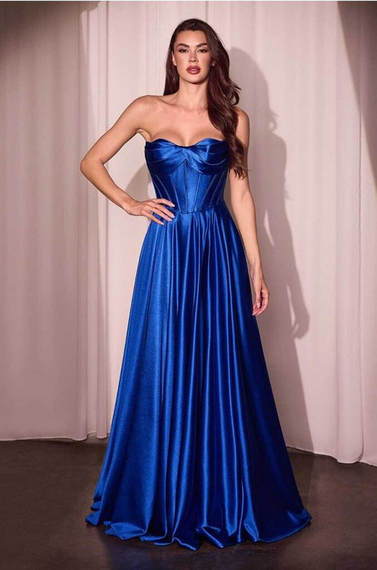 STRAPLESS SATIN A-LINE DRESS