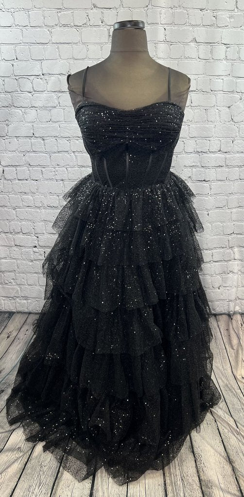 Ed Young Sequin Black Sparkle Prom Dress Size XL