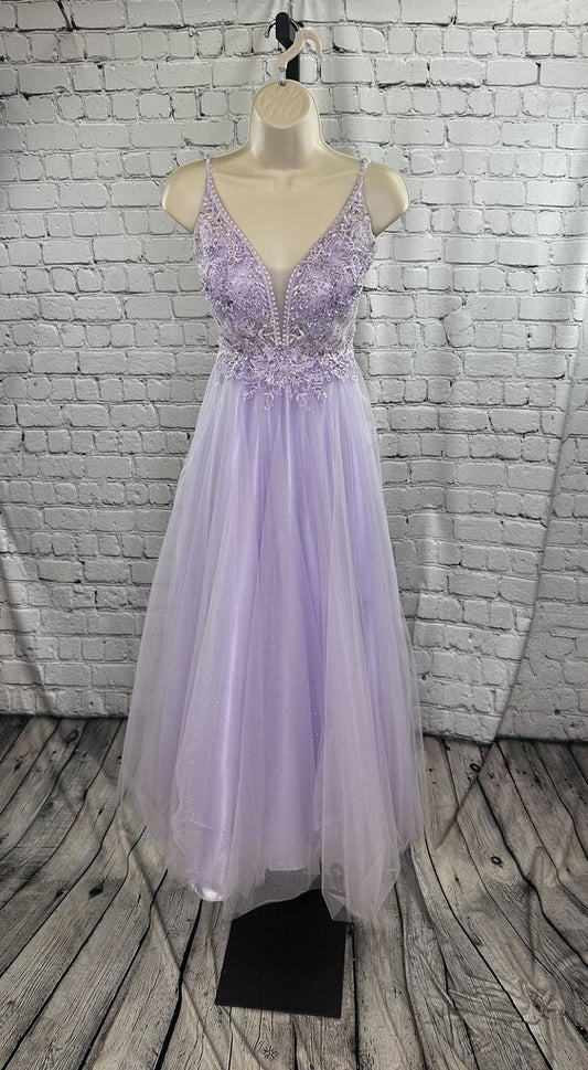 Cinderella Divine Women's Prom Dress Size XS Lilac A-Line Sparkle