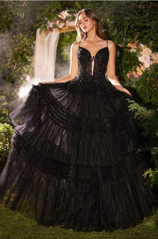 LAYERED TULLE BALL GOWN