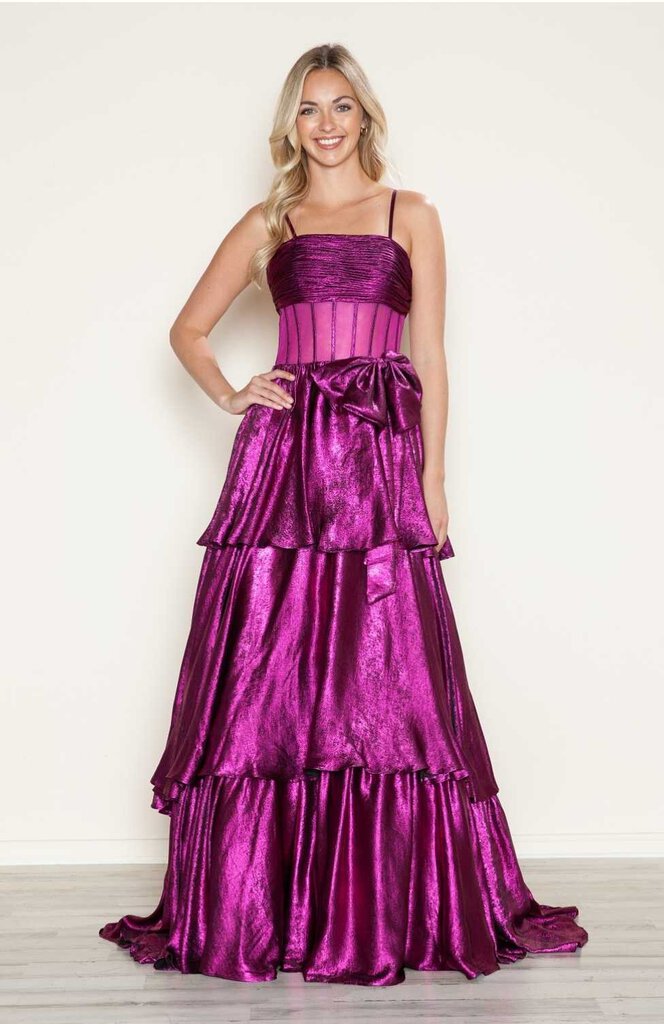 Foiled Ruffle Prom Dress