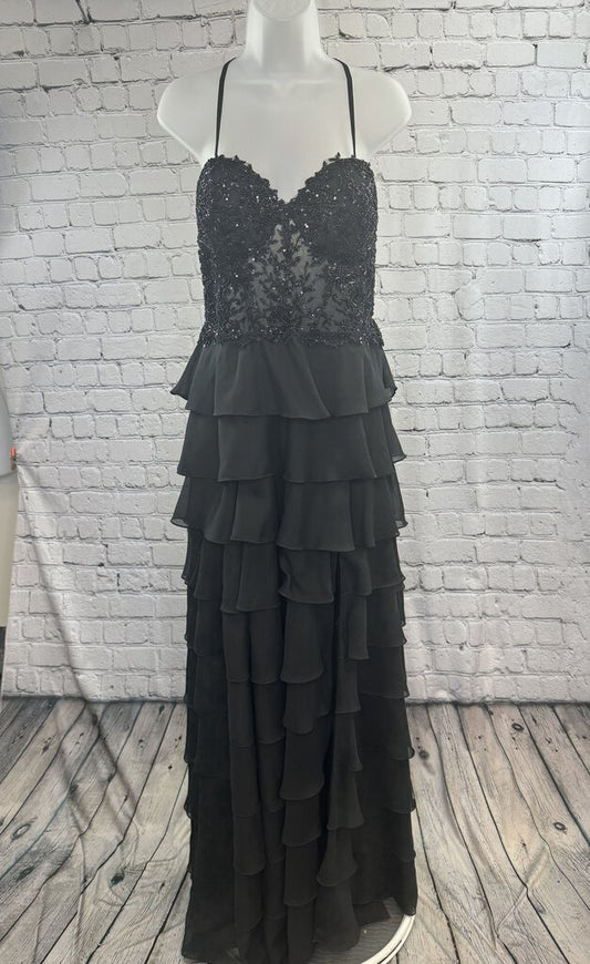 Strapless beaded ruffle dress