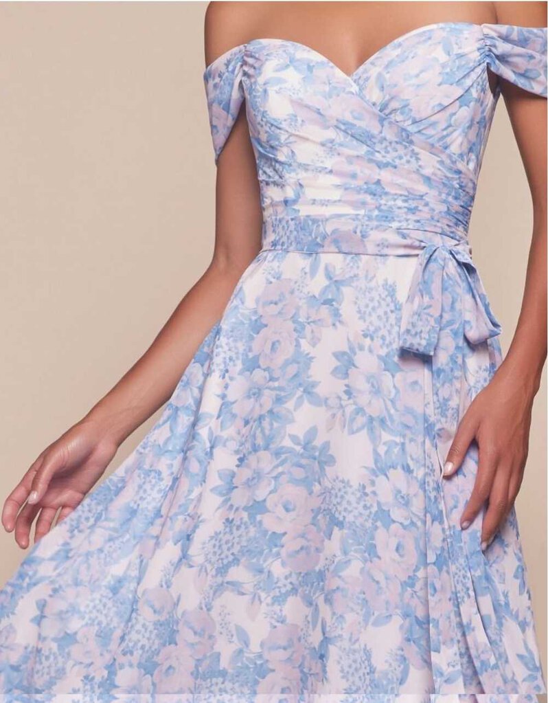 OFF THE SHOULDER FLORAL PRINTED A-LINE DRESS