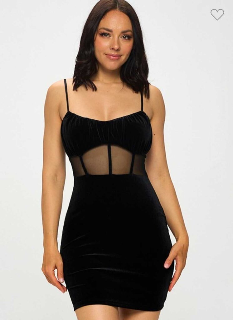 Velvet Sheer Corset Bodycon Mini Dress