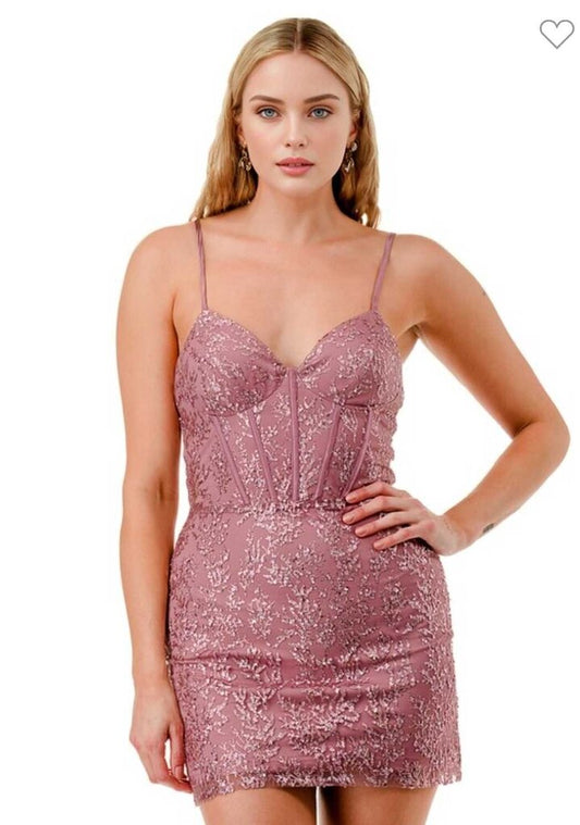 Sequin Glitter Corset Style Mini Dress