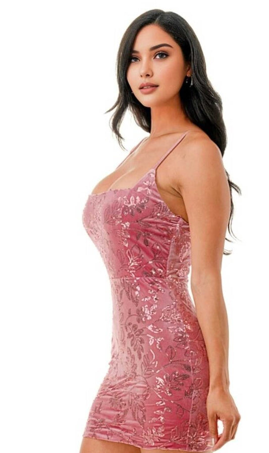 Velvet Sequin Bodycon Mini Dress
