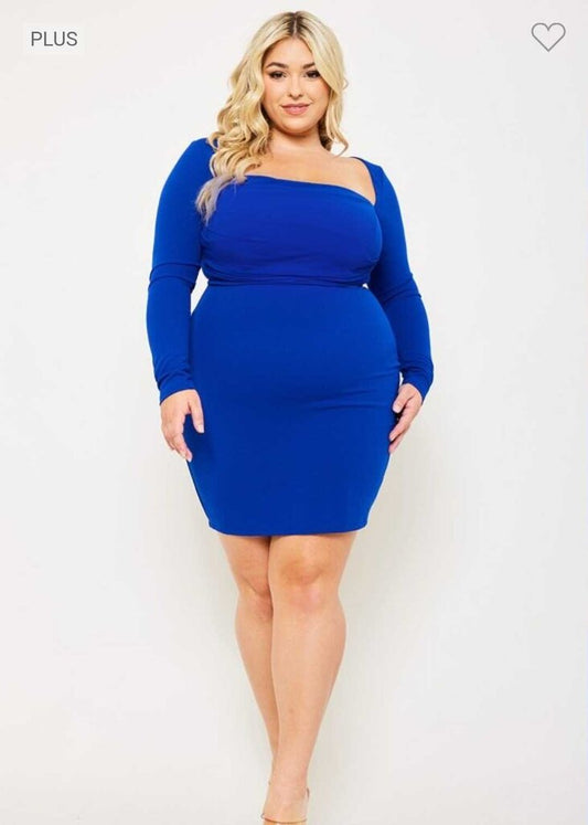 Square Neck Wired Waist Plus Size Mini Dress