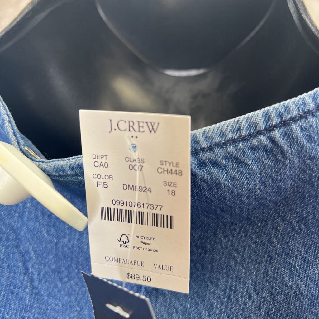 J. Crew Factory Denim Vest for Women Size 18 Blue NWT Style CH448
