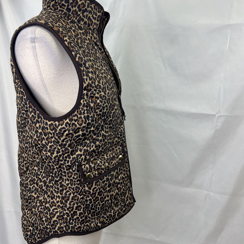 J. Crew Factory Leopard Printed Puffer Vest For Women In A Size Small Style AG538