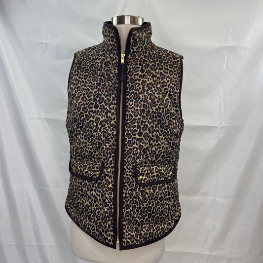 J. Crew Factory Leopard Printed Puffer Vest For Women In A Size Small Style AG538