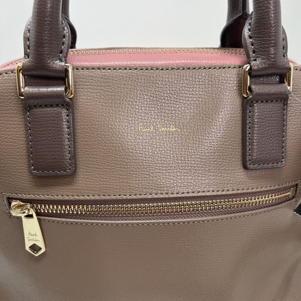 Paul Smith Leather Dome Satchel Bag With Crossbody Strap