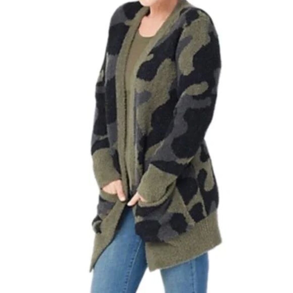 NWT Fuzzy Camo Cardigan