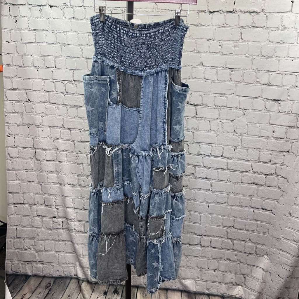 Star Print Patchwork Wide Leg Pants