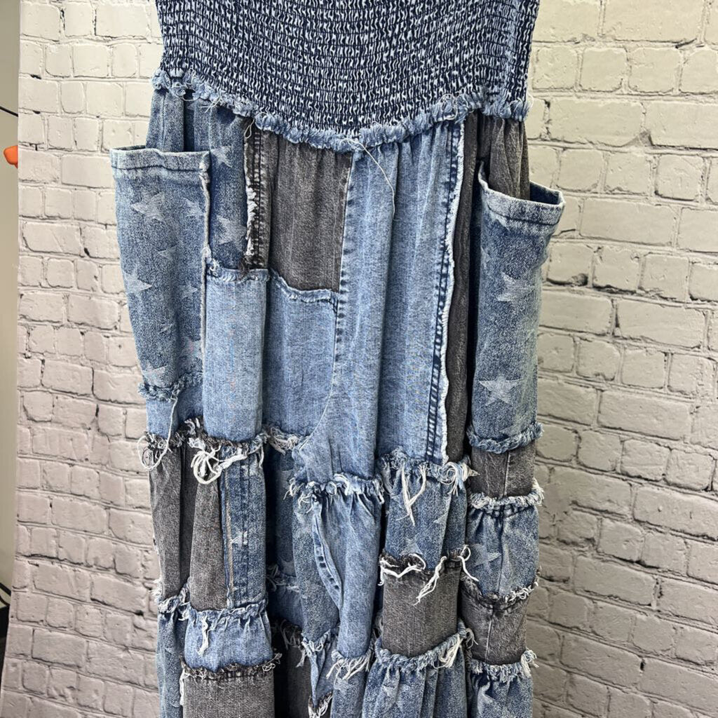 Star Print Patchwork Wide Leg Pants