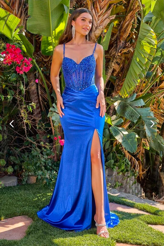 V-neckline corset bodice gown