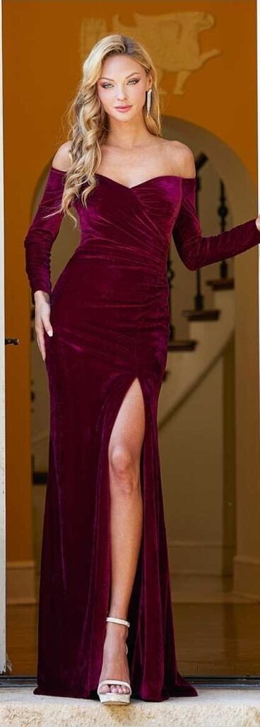 Long Sleeve off the shoulder velvet dress