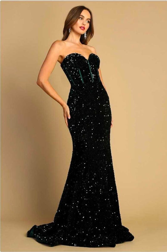 Strapless sequin gown