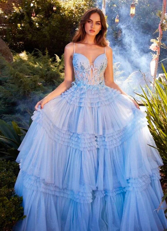 LAYERED TULLE BALL GOWN