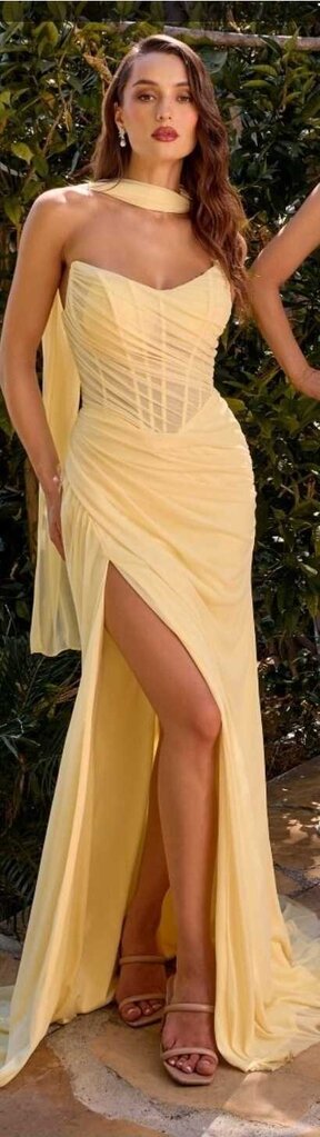 STRAPLESS CHIFFON FITTED DRAPED DRESS