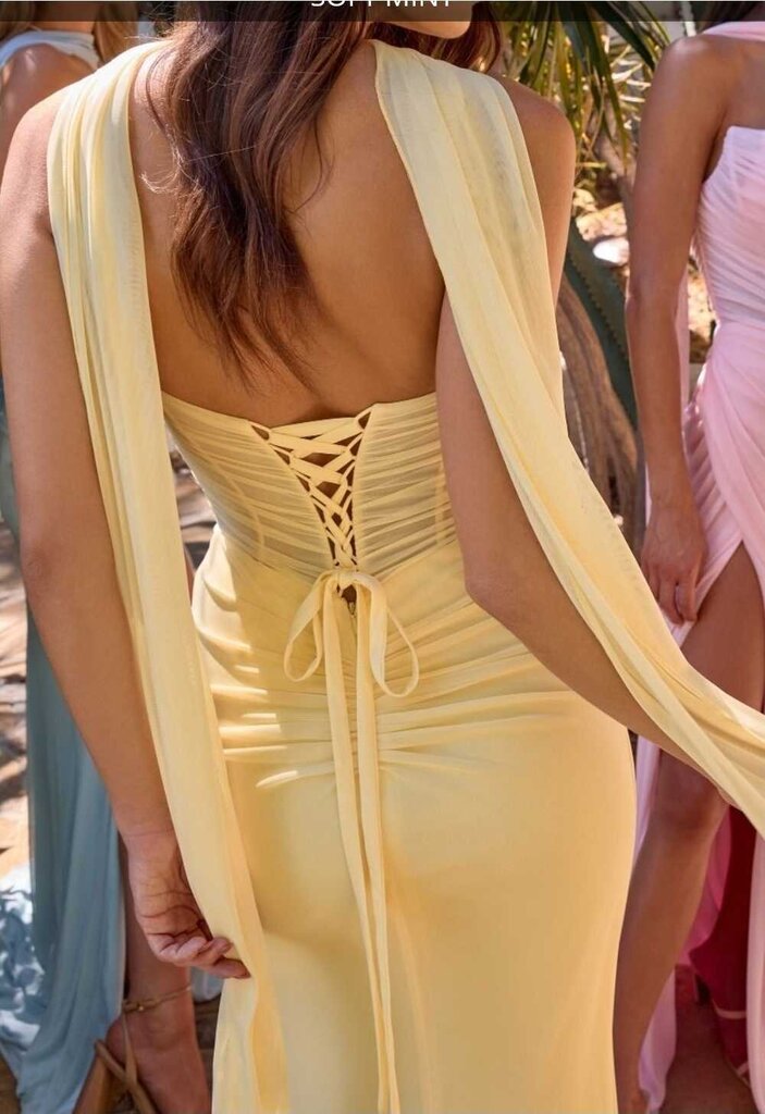 STRAPLESS CHIFFON FITTED DRAPED DRESS