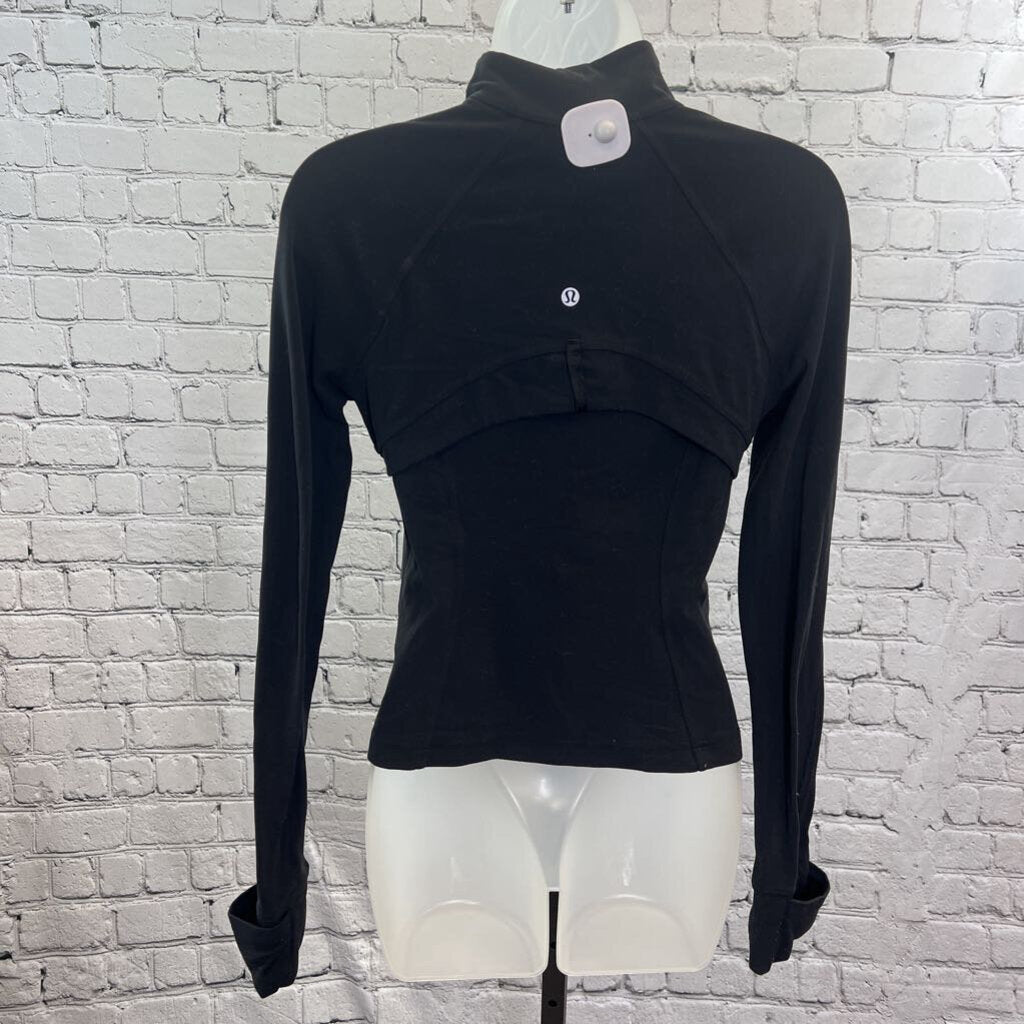 Lululemon Cropped Zip Up Long Sleeve Knit Jacket Women's Size 6 Black